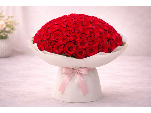 Buchet 65 Trandafiri rosii